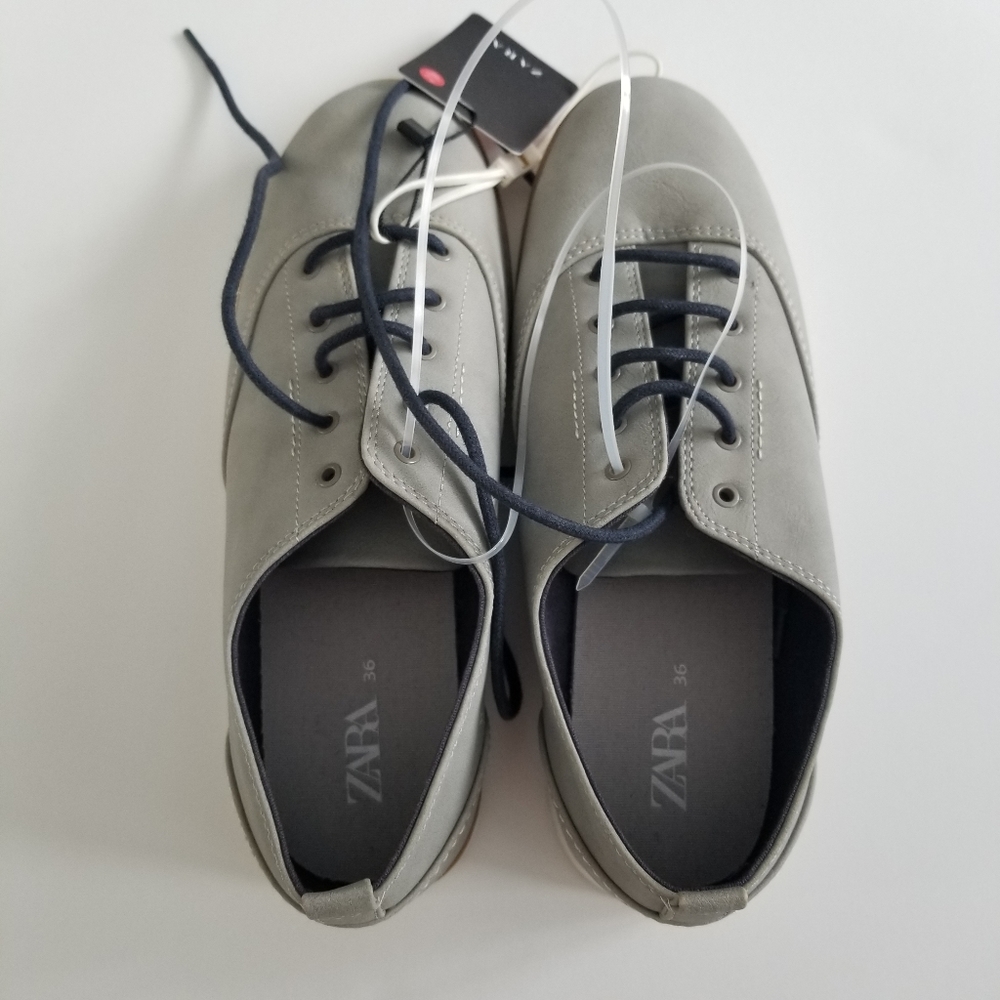 🆕️Zara Boys Grey lace up Shoes sz 36 - Picture 5 of 7